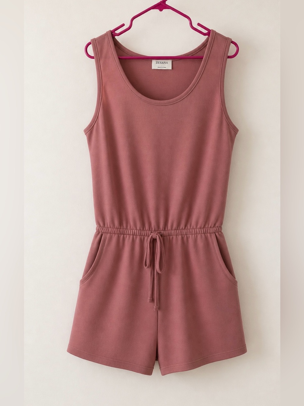 Zenana Outfitters Sleeveless Tank Romper in Dusty Rose